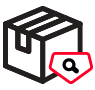 Package with magnifying glass icon