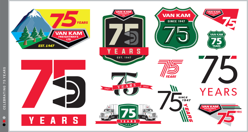 75th Anniversary logo concepts for Van Kam